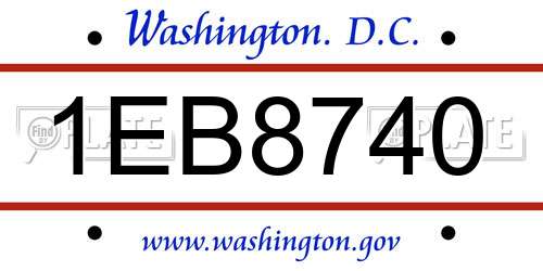 1EB8740 District Of Columbia License Plate
