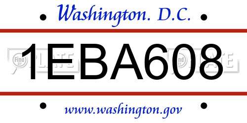 1EBA608 District Of Columbia License Plate