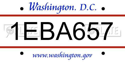 1EBA657 District Of Columbia License Plate
