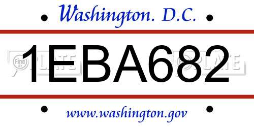 1EBA682 District Of Columbia License Plate