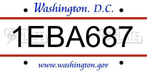 1EBA687 District Of Columbia License Plate