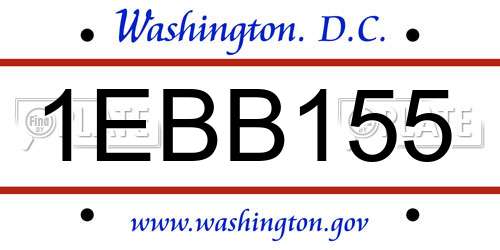 1EBB155 District Of Columbia License Plate