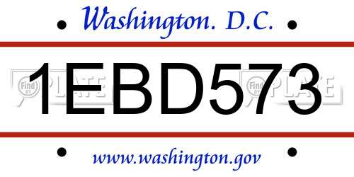 1EBD573 District Of Columbia License Plate