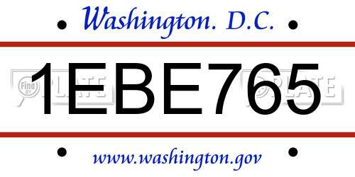 1EBE765 District Of Columbia License Plate