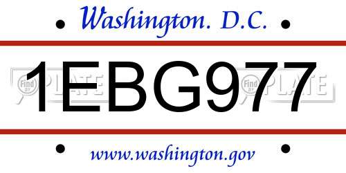 1EBG977 District Of Columbia License Plate