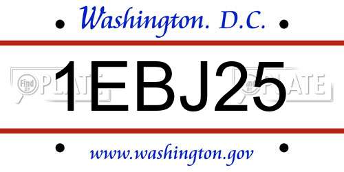 1EBJ25 District Of Columbia License Plate