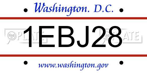 1EBJ28 District Of Columbia License Plate