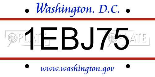 1EBJ75 District Of Columbia License Plate
