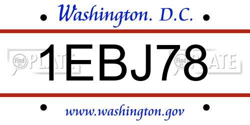 1EBJ78 District Of Columbia License Plate