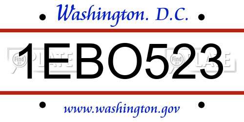 1EBO523 District Of Columbia License Plate