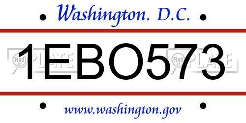 1EBO573 District Of Columbia License Plate