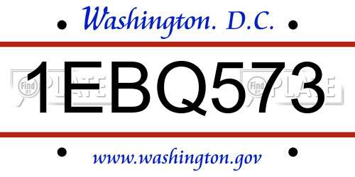 1EBQ573 District Of Columbia License Plate
