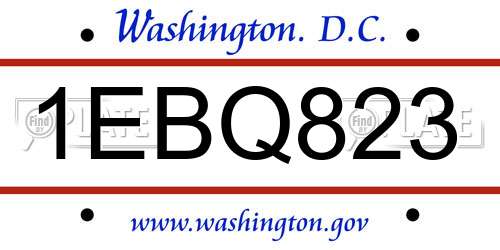 1EBQ823 District Of Columbia License Plate