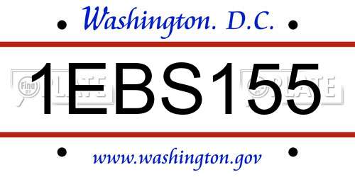 1EBS155 District Of Columbia License Plate