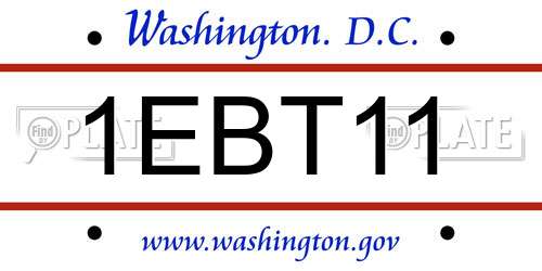 1EBT11 District Of Columbia License Plate