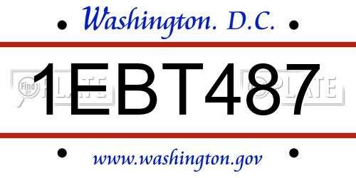 1EBT487 District Of Columbia License Plate