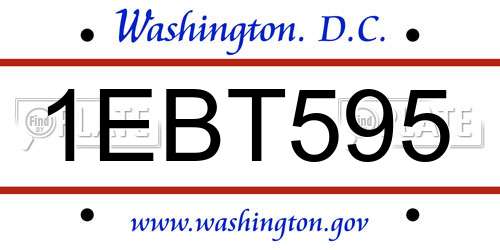1EBT595 District Of Columbia License Plate