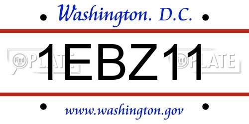 1EBZ11 District Of Columbia License Plate
