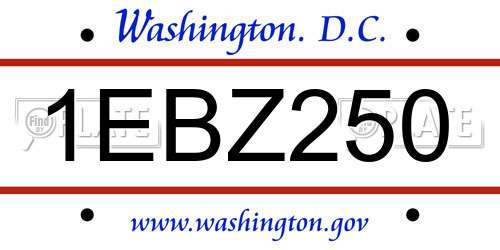 1EBZ250 District Of Columbia License Plate