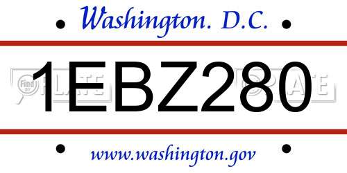 1EBZ280 District Of Columbia License Plate