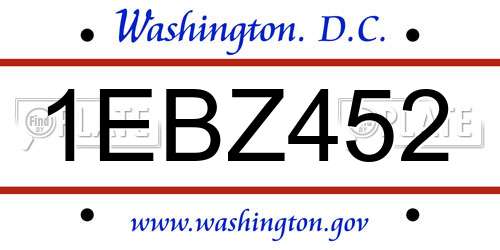 1EBZ452 District Of Columbia License Plate