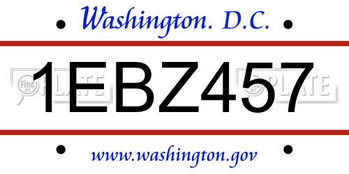 1EBZ457 District Of Columbia License Plate
