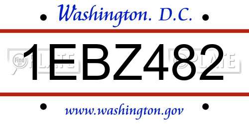 1EBZ482 District Of Columbia License Plate