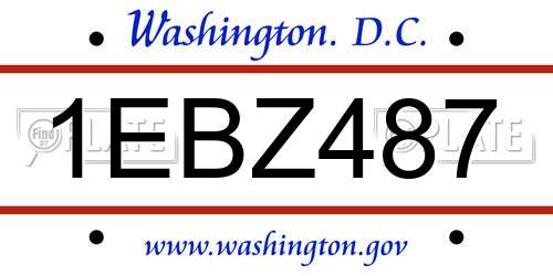 1EBZ487 District Of Columbia License Plate