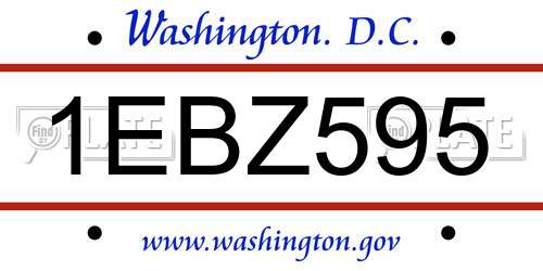 1EBZ595 District Of Columbia License Plate
