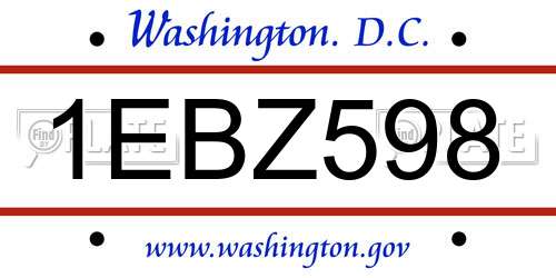 1EBZ598 District Of Columbia License Plate