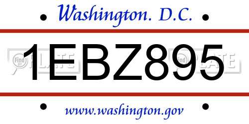 1EBZ895 District Of Columbia License Plate