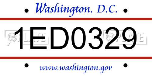 1ED0329 District Of Columbia License Plate