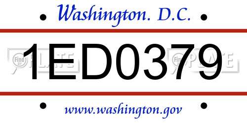 1ED0379 District Of Columbia License Plate