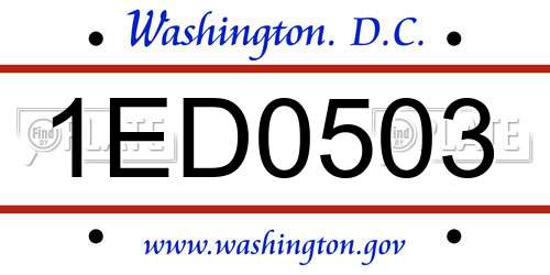 1ED0503 District Of Columbia License Plate