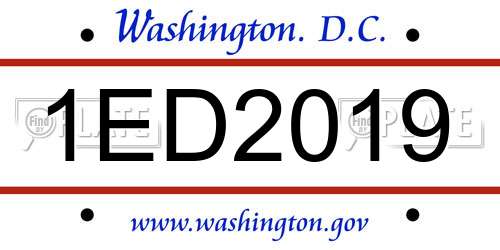 1ED2019 District Of Columbia License Plate