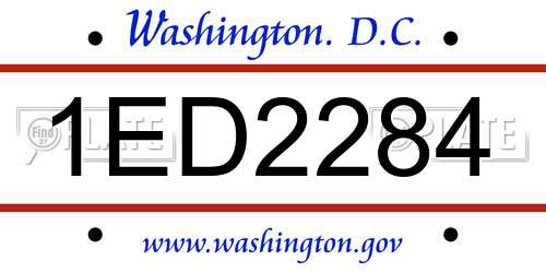 1ED2284 District Of Columbia License Plate