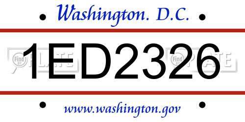 1ED2326 District Of Columbia License Plate