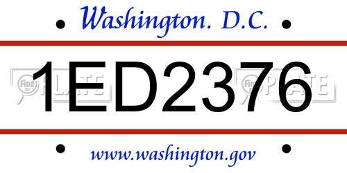 1ED2376 District Of Columbia License Plate