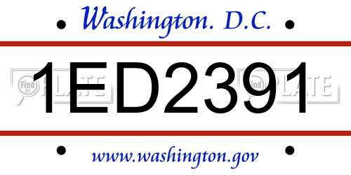 1ED2391 District Of Columbia License Plate
