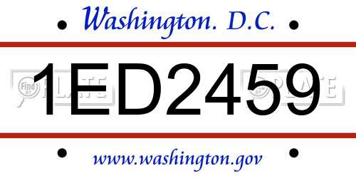 1ED2459 District Of Columbia License Plate