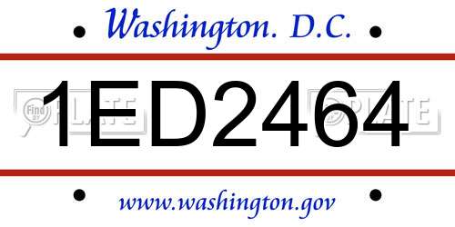 1ED2464 District Of Columbia License Plate