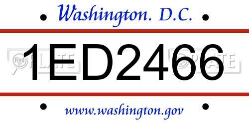 1ED2466 District Of Columbia License Plate