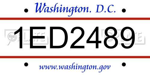 1ED2489 District Of Columbia License Plate