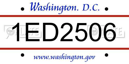 1ED2506 District Of Columbia License Plate