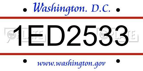 1ED2533 District Of Columbia License Plate