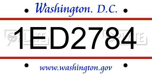 1ED2784 District Of Columbia License Plate