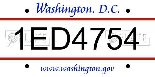 1ED4754 District Of Columbia License Plate