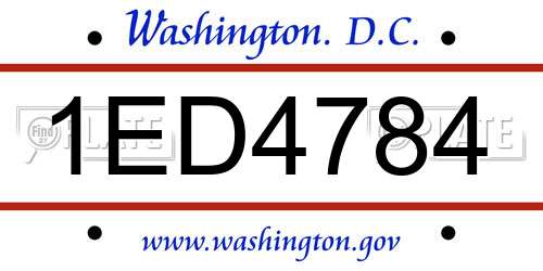 1ED4784 District Of Columbia License Plate