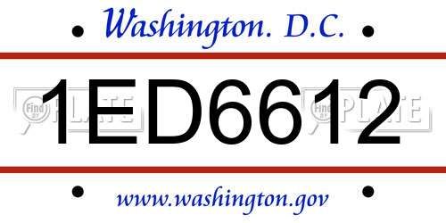 1ED6612 District Of Columbia License Plate