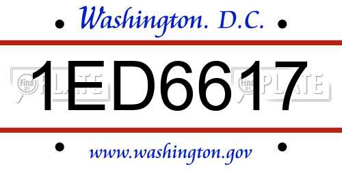 1ED6617 District Of Columbia License Plate